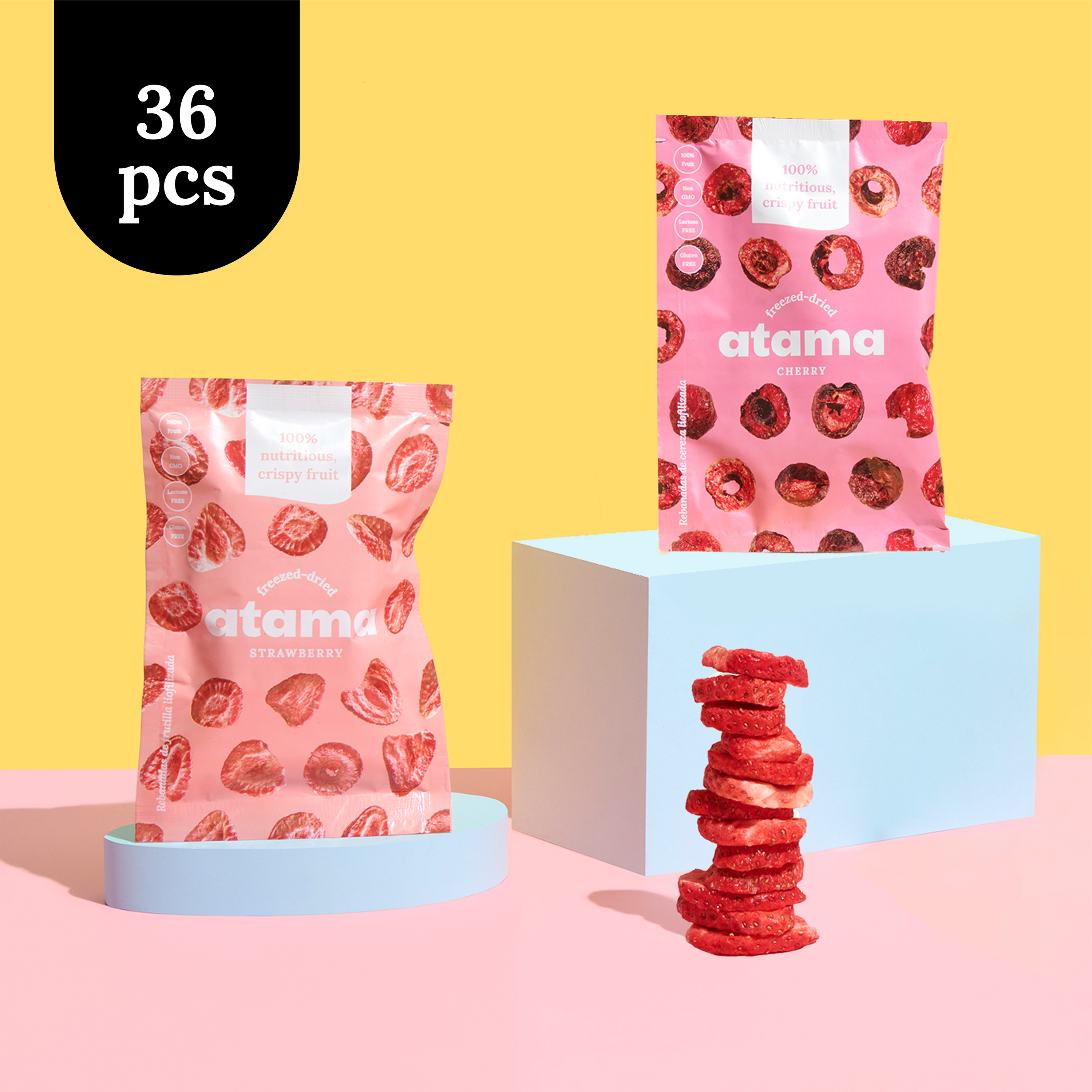 Pack Pink 36 Snacks Fruta Crujiente
